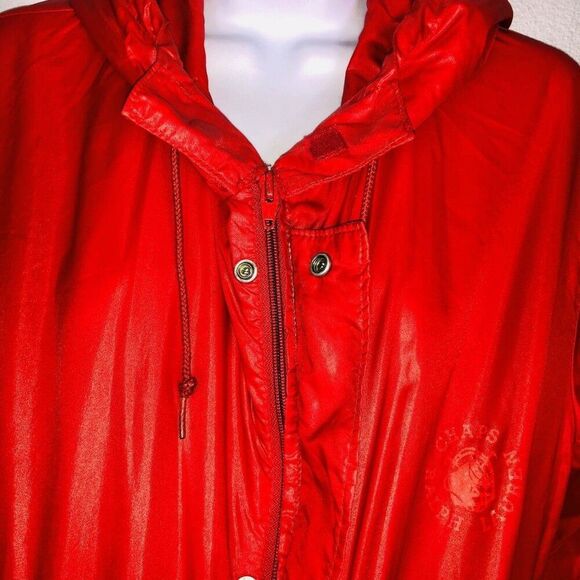 Vintage 80s Chaps Ralph Lauren Mens M Jacket Red Windbreaker Hooded Crest - Picture 7 of 9